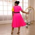 AM040421 personalized color blocking pleated skirt, plus size elegant style banquet party comfortable A-line dress