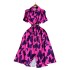 French style socialite print dress 2024 summer new item niche design waist cinching slimming mid length skirt