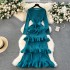 High end banquet dress, high-end light luxury, niche ruffle edge cake skirt, heavy-duty pleated slim fit long dress