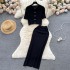 Early Spring Korean Style Dress Set 2024 New Knitted Cardigan Short Versatile High Waist Half Skirt Two Piece Set Skirt