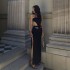 European and American style popular foreign trade design dress 2023 new women's strapless hollow slit dress