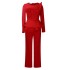 D439 independent station 2024 new long sleeved temperament mesh splicing nail bead slimming banquet oversized foreign trade jumpsuit