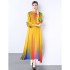 Factory direct sales of Miyake pleated heavy industry plate flower pleated printed dress long style