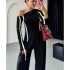 European and American foreign trade women's clothing 2024 autumn new style fashion splicing irregular long sleeved top wide leg pants two-piece set