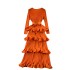 High end banquet dress, high-end light luxury, niche ruffle edge cake skirt, heavy-duty pleated slim fit long dress