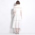 Real time spot spring clothing new palace style standing collar hollowed out single breasted long sleeved dress