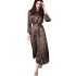 European and American Amazon women's clothing 2024 autumn high-end elegant style loose leopard print dress slit long skirt