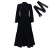 D491 Amazon Women's Winter New Half High Collar Long Sleeve Waist Collection Temperament Waist Collection for Slimming and Dazzling Foreign Trade Dress