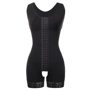 2021 Cross border Supply Full Body Shaper Mesh Long breasted Lace Lace One piece shapewear