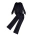 Fashion suit women's Korean version loose knit hooded sweatshirt two-piece set casual high waist slimming straight leg wide leg pants