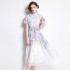 Original Real Shot | 2024 Summer New Xiaofei Sleeve Lotus Leaf Edge Fragmented Flower Colored Waist Collection Black Ear Collar Dress