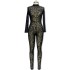 Cross border foreign trade new women's European and American style jumpsuit slim fit long sleeved sexy plush see through slimming jumpsuit