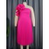 AM030536 plus size women's fashionable three-dimensional flower dress, single shoulder diagonal collar pleated skirt, dresses