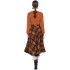 Real time spot orange pullover long sleeved sweater+woolen temperament plaid skirt two-piece set