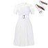 D499 European and American women's clothing 2024 new short sleeved lace patchwork pleated African dress cross-border dress