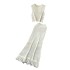 Gentle style hollow out set women's summer round neck sleeveless top+mid length tassel wrapped hip skirt two-piece set