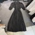 European station light mature socialite embroidered hollow A-line breasted dress with lace up waist cinching long skirt D1 # 6507