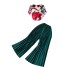 European and American style fashion queen set women's summer French high-end printed top+loose pleated wide leg pants