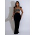 C6823 Cross border AliExpress Amazon European and American Fashion Women's Solid Color Mesh Hot Diamond Long Sleeve Long Skirt Dress