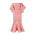 D368 Cross border women's fashion temperament lace off shoulder fishtail party sexy party dress dress foreign trade dress