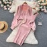 Autumn and winter small fragrance style socialite knitted suit women's short sweater shawl jacket+suspender dress two-piece set