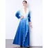 Factory direct sales of Miyake pleated gradient printed lace up dress, silk wavy edge dress, dress 9864