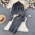 Autumn and winter small fragrance style socialite knitted suit women's short sweater shawl jacket+suspender dress two-piece set