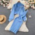 Autumn and winter small fragrance style socialite knitted suit women's short sweater shawl jacket+suspender dress two-piece set