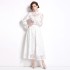 2024 in stock new French style slim fit high waist hollow skirt cardigan embroidered shirt two-piece set