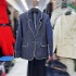 Bold outline denim suit jacket with contrasting colors and tied edges, three-dimensional waist cinching and cutting A3 # 8815