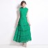 Real time spot elegant dress dress round neck sleeveless long lace hollow out dress