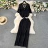 Korean style clothing, niche lazy style suit, knitted cardigan, versatile high waisted long skirt, fashionable two-piece set, trendy