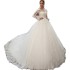 Foreign trade wedding dress 2024 round neck long sleeved lace slimming French bride style slimming trailing wedding dress