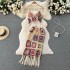 Color blocking Bohemian style Su crochet knit suit women's camisole vest+chic skirt two-piece set trendy