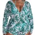 2024 New Cross border Three piece Swimsuit for European and American Trade, Women's Mesh, Digital Printed Long sleeved Hoodie, Bikini