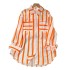 2024 Spring New Medium to Long Vertical Striped Shirt Jacket for Women, Korean Edition, Casual Loose Collar, Versatile Top, Trendy