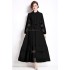 Real time spot new 2024 autumn French socialite fashion lapel patchwork lace lantern sleeve long skirt