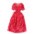 Summer vacation style retro niche design printed dress with women's waist cinched and wide swing A-line fairy long skirt