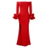 D481 independent station foreign trade women's clothing temperament one collar sexy slit lotus leaf sleeve long dress banquet party evening dress