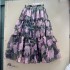 Organza printed half length skirt for women with elastic waist and large swing, long cake puff skirt A2 # 8701