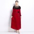 2024 high-end socialite Fan Heavy Industry studded pearl dress, elegant lady Fan lantern sleeve pleated loose long skirt