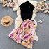 Retro elegant style set for women's summer high-end design, niche sleeveless shirt top+pleated long skirt two-piece set