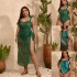 2024 new European and American beach apron two-piece set swimsuit women's tight fitting one-piece mesh sunscreen apron