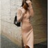 European and American cross-border spot 2023 autumn and winter new fashion versatile base solid color tight fitting bag hip knitted women's dress