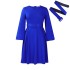 D418 with belt African women's clothing 2023 autumn and winter new style long sleeved elegant temperament round neck big swing European and American dress