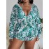 2024 New Cross border Three piece Swimsuit for European and American Trade, Women's Mesh, Digital Printed Long sleeved Hoodie, Bikini