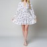 2024 Independent Station European and American Autumn Women's New Style Sweet Printed V-neck Lace Waist Short Dress