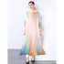 Factory direct sales of Miyake pleated heavy industry plate flower pleated printed dress long style