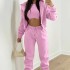 Euro American 2024 Cross border New Women's Clothing AliExpress Solid Color Simple Hoodie Sports and Leisure Pants 3-Piece Set