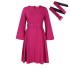 D418 with belt African women's clothing 2023 autumn and winter new style long sleeved elegant temperament round neck big swing European and American dress